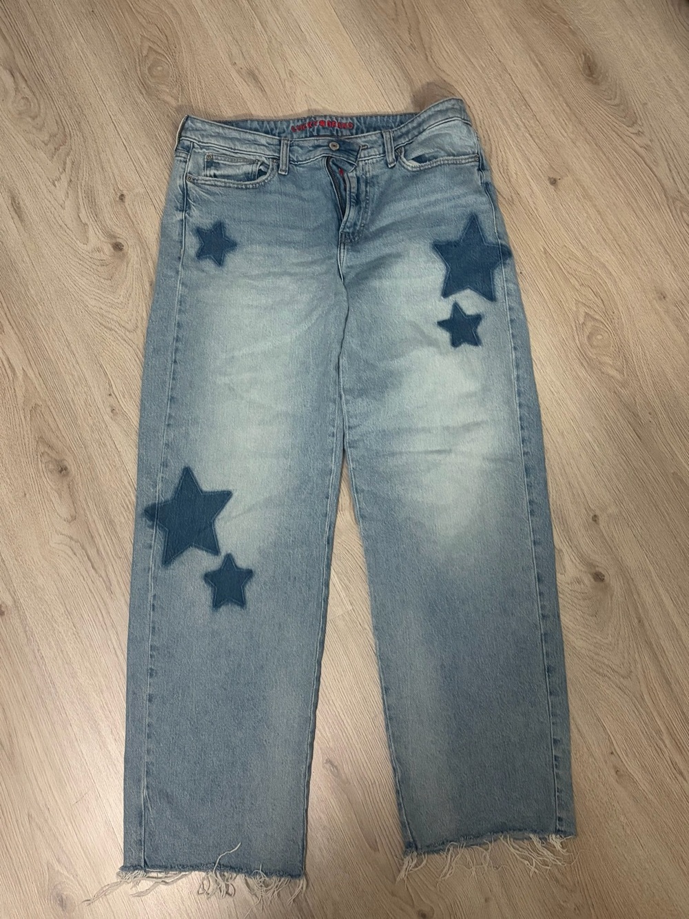 Light Blue Star Patch wide leg Jeans